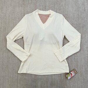 NWT OGL Eco-Mousse V-Neck Long Sleeve Knit Blouse Top XL